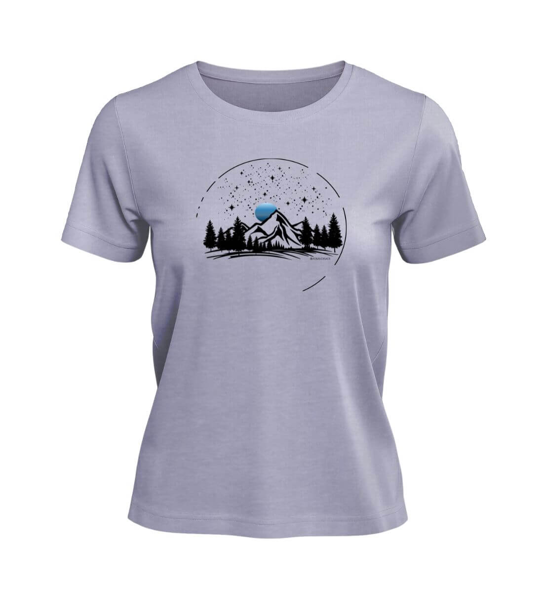 Berg Nacht T-Shirt Damen Lavendel (Lavender) – Produktbild (100% Bio-Baumwolle) von Rad&Rucksack