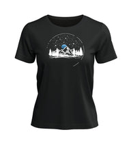 Berg Nacht T-Shirt Damen Schwarz – Produktbild (100% Bio-Baumwolle) von Rad&Rucksack