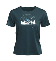 Berg Nacht T-Shirt Damen in Blaugrün (Stargazer) – Produktbild (100% Bio-Baumwolle) von Rad&Rucksack