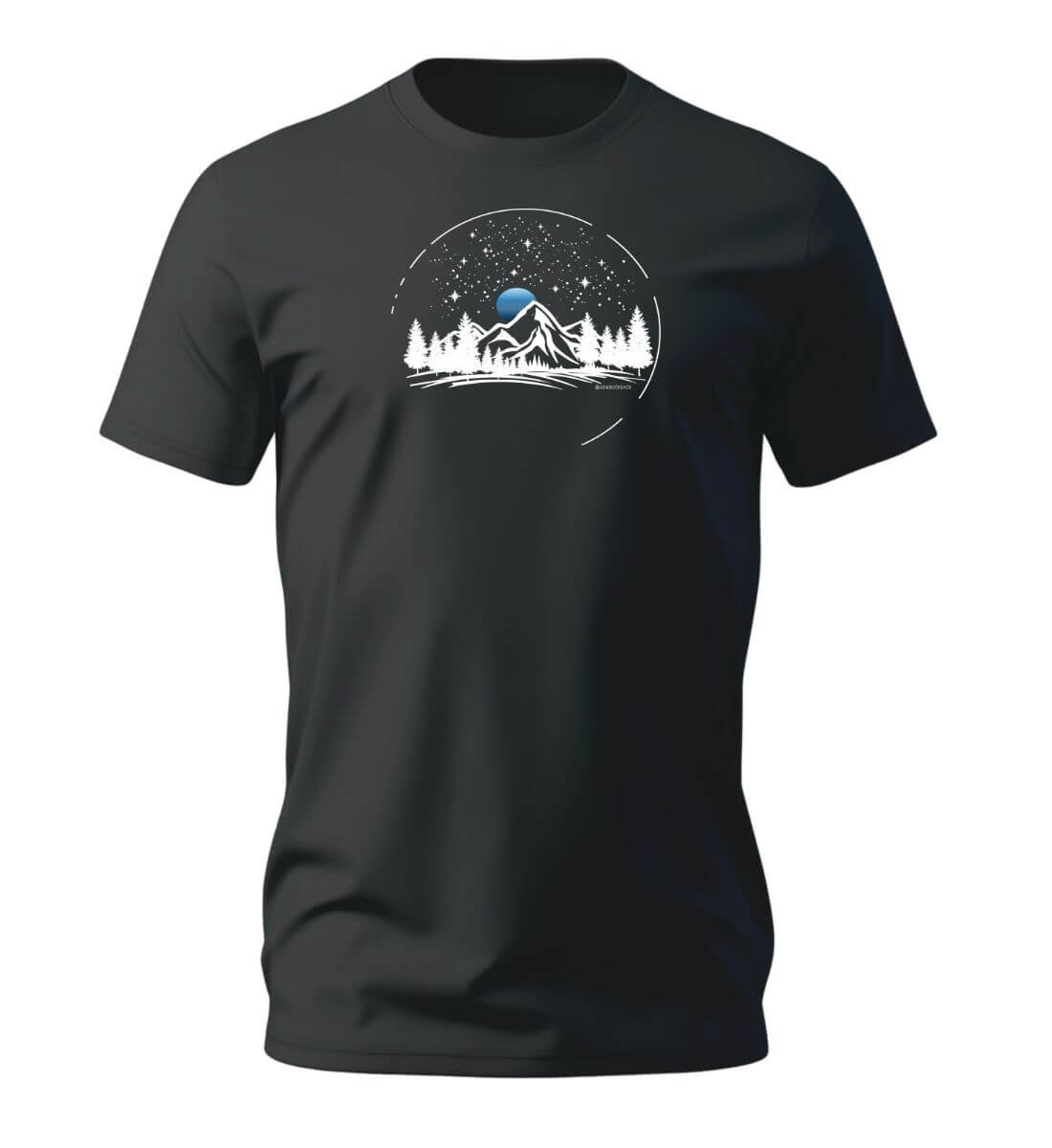 Berg Nacht T-Shirt Herren Schwarz – Produktbild (100% Bio-Baumwolle) von Rad&Rucksack