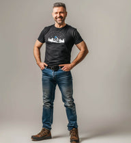Berg Nacht T-Shirt Herren Detail & Material – Detailaufnahme (100% Bio-Baumwolle) von Rad&Rucksack