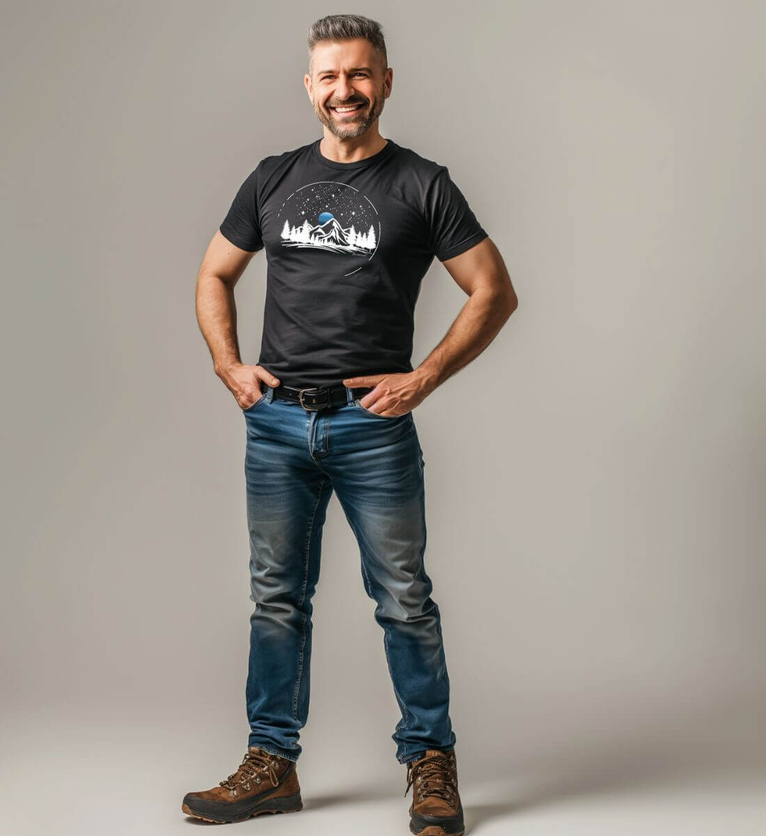 Berg Nacht | Herren Premium Organic T-Shirt von Rad&Rucksack - Detailansicht