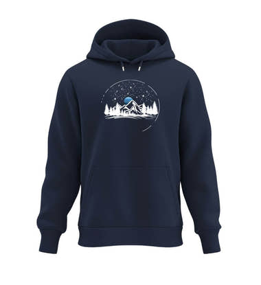 Berg Nacht Hoodie in Dunkelblau (French Navy) – Produktbild (350 g/m² Bio-Baumwolle) von Rad&Rucksack