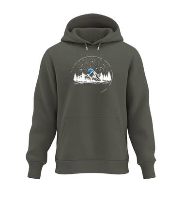 Berg Nacht Hoodie Olivgrün (Khaki) – Produktbild (350 g/m² Bio-Baumwolle) von Rad&Rucksack