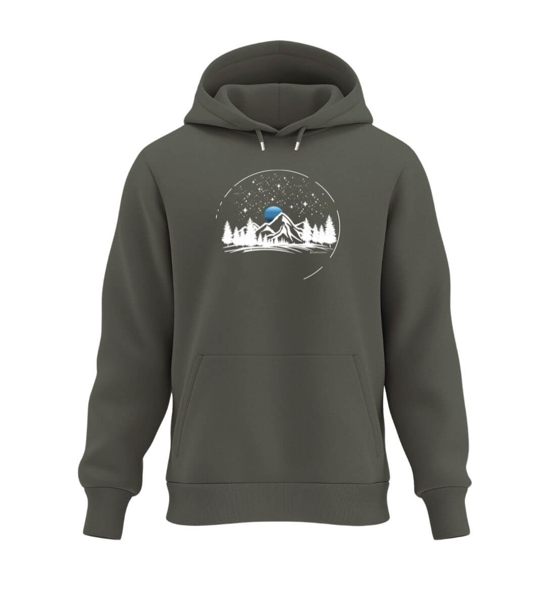 Berg Nacht | Unisex Organic Hoodie in Khaki von Rad&Rucksack