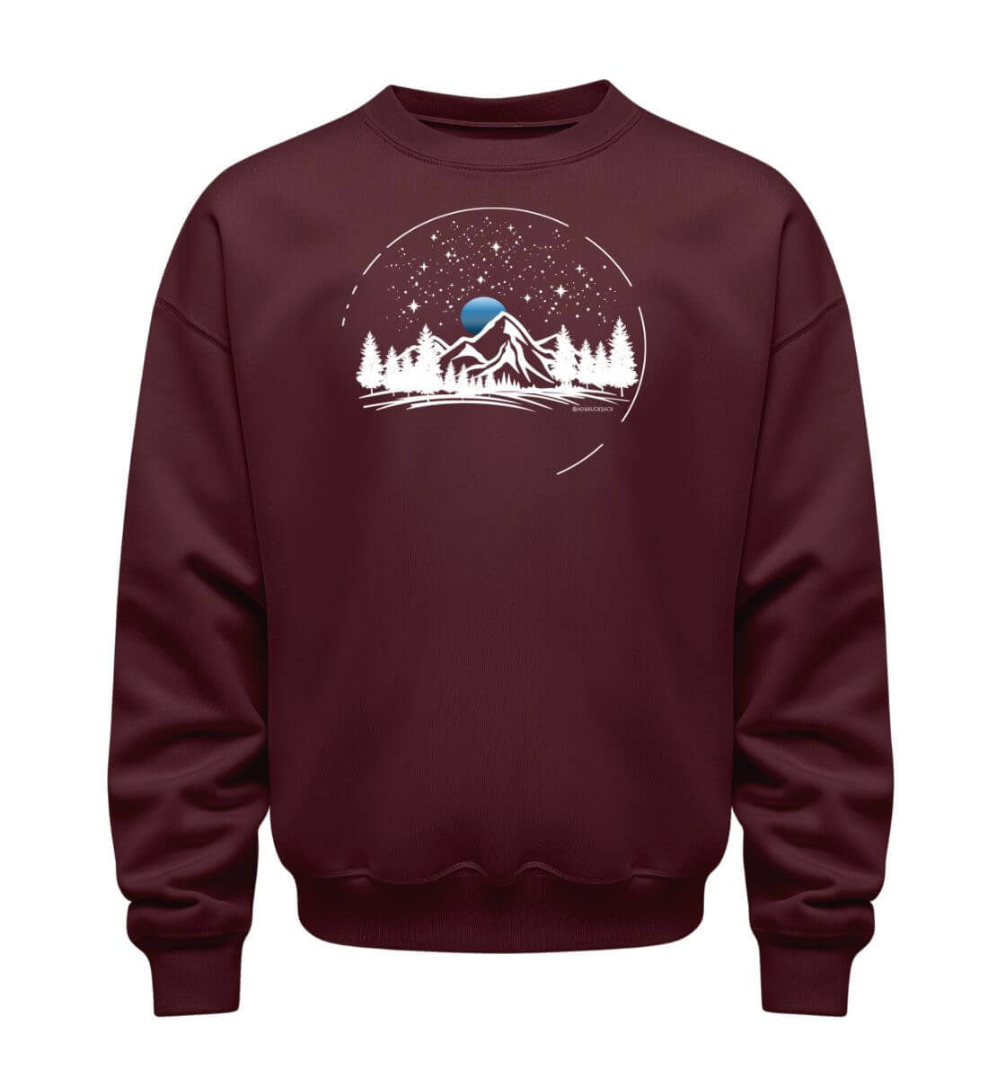 Berg Nacht | Unisex Organic Pullover in Burgundy von Rad&Rucksack
