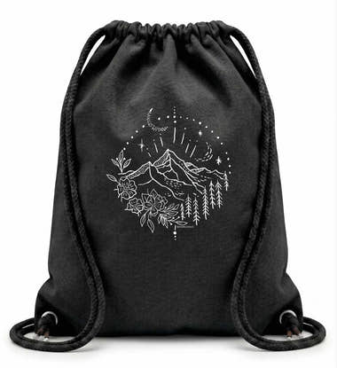 Baumwollrucksack Berg Natur in Schwarz (Black) – Produktbild (100% Baumwolle, 12 L) von Rad&Rucksack
