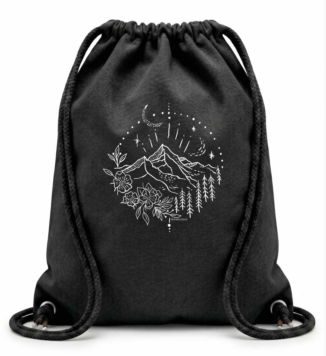 Berg Natur | Baumwoll Gymsac in Black von Rad&Rucksack