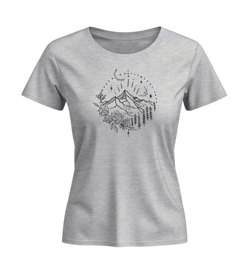 Berg Natur Bio T-Shirt Damen Tailliert in Grau-Melange (Heather Grey) – Produktbild von Rad&Rucksack