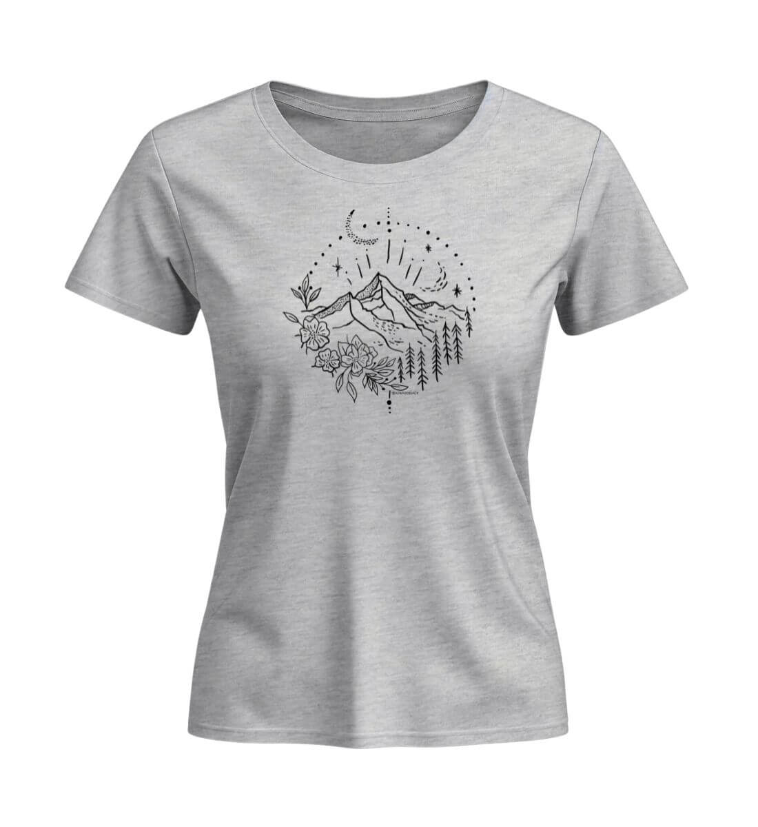 Berg Natur | Damen Premium Organic T-Shirt (Fitted) in Heather Grey von Rad&Rucksack