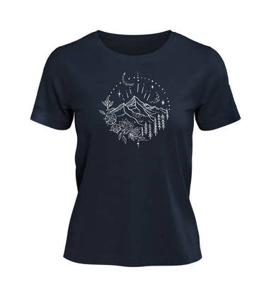 Berg Natur T-Shirt Damen Dunkelblau (French Navy) – Produktbild (100% Bio-Baumwolle) von Rad&Rucksack