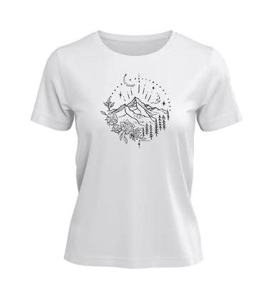 Berg Natur T-Shirt Damen Weiß (White) – Produktbild (100% Bio-Baumwolle) von Rad&Rucksack