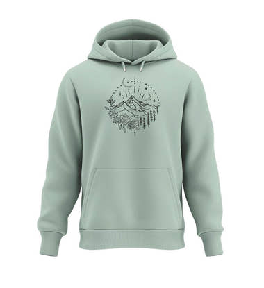 Berg Natur Hoodie Salbeigrün (Aloe) – Produktbild (350 g/m² Bio-Baumwolle) von Rad&Rucksack