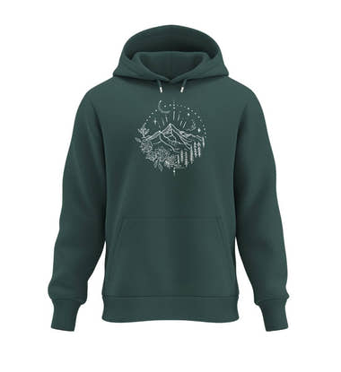Berg Natur Hoodie Tannengrün (Glazed Green) – Produktbild (350 g/m² Bio-Baumwolle) von Rad&Rucksack