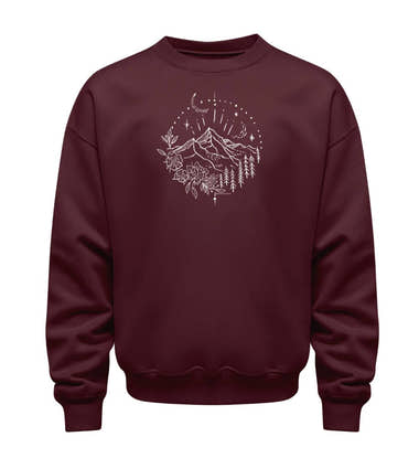 Berg Natur Sweatshirt in Weinrot (Burgundy) – Produktbild (350 g/m² Bio-Baumwolle) von Rad&Rucksack