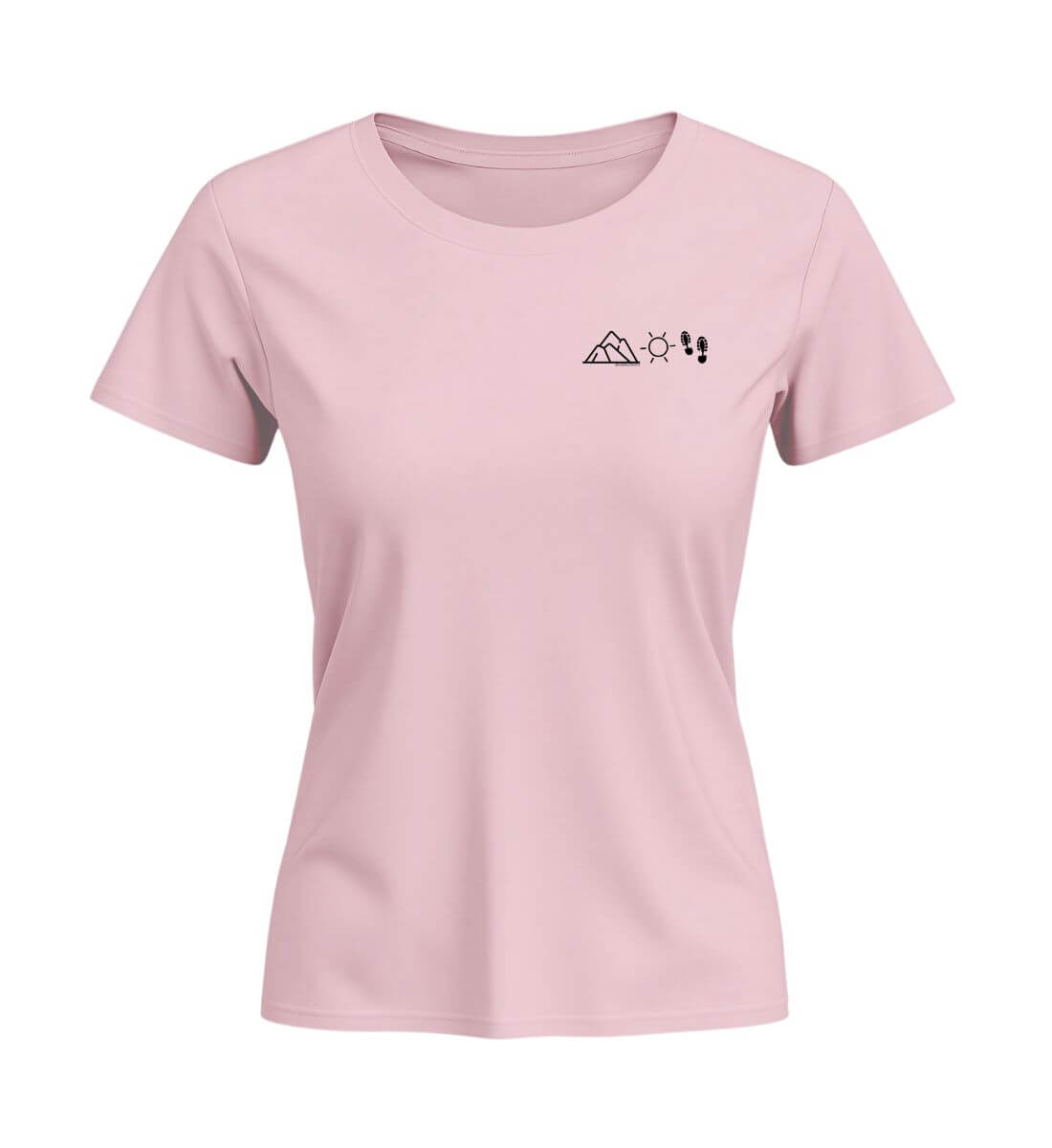 Berg Sonne Wandern | Damen Premium Organic T-Shirt (Fitted) in Cotton Pink von Rad&Rucksack