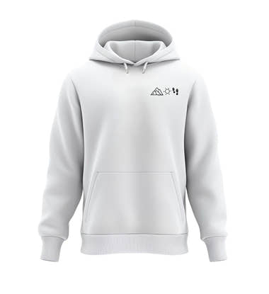 Berg Sonne Wandern Kapuzenpullover in Weiß (White) – Produktbild (350 g/m² Bio-Baumwolle) von Rad&Rucksack