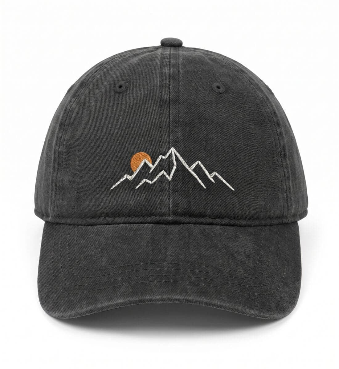 Berg Sonnenuntergang | Organic Herren Cap mit Stick in Black von Rad&Rucksack