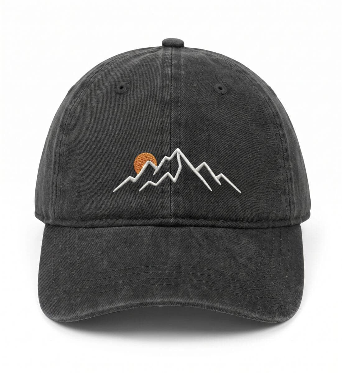 Berg Sonnenuntergang | Organic Herren Cap mit Stick in Black von Rad&Rucksack