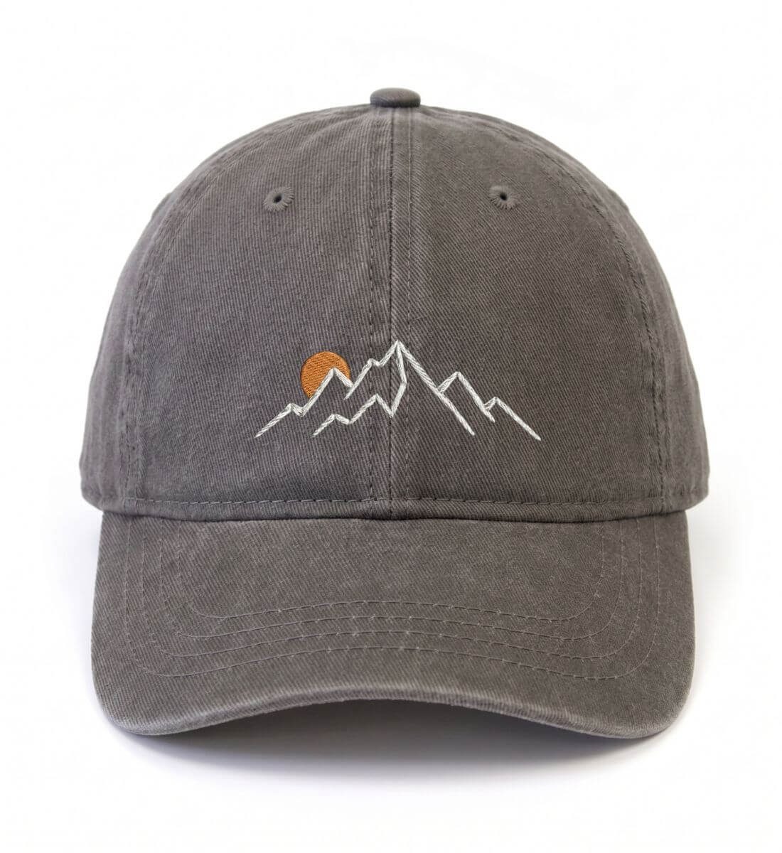 Berg Sonnenuntergang | Organic Herren Cap mit Stick in Charcoal von Rad&Rucksack