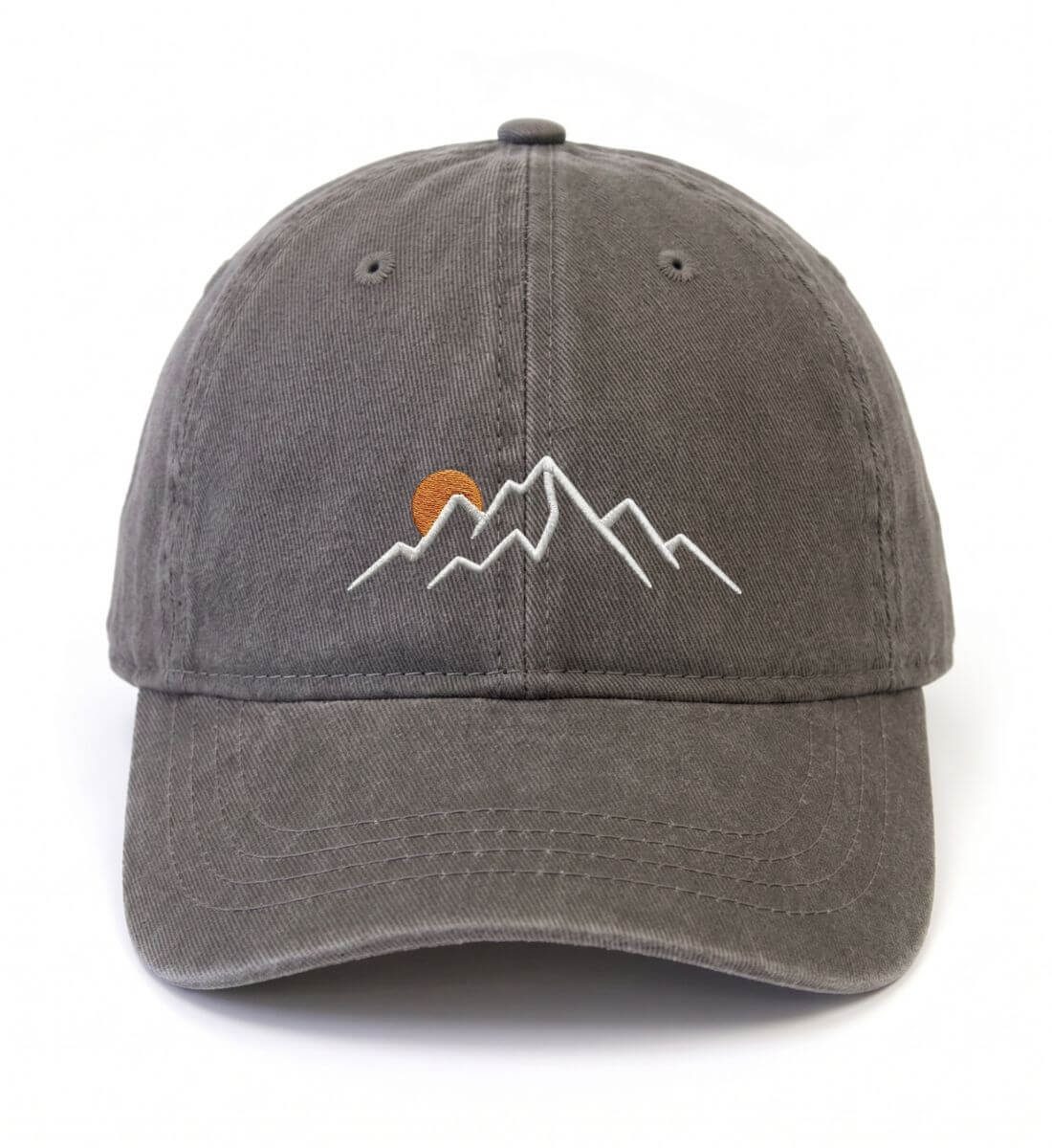 Berg Sonnenuntergang | Organic Herren Cap mit Stick in Charcoal von Rad&Rucksack