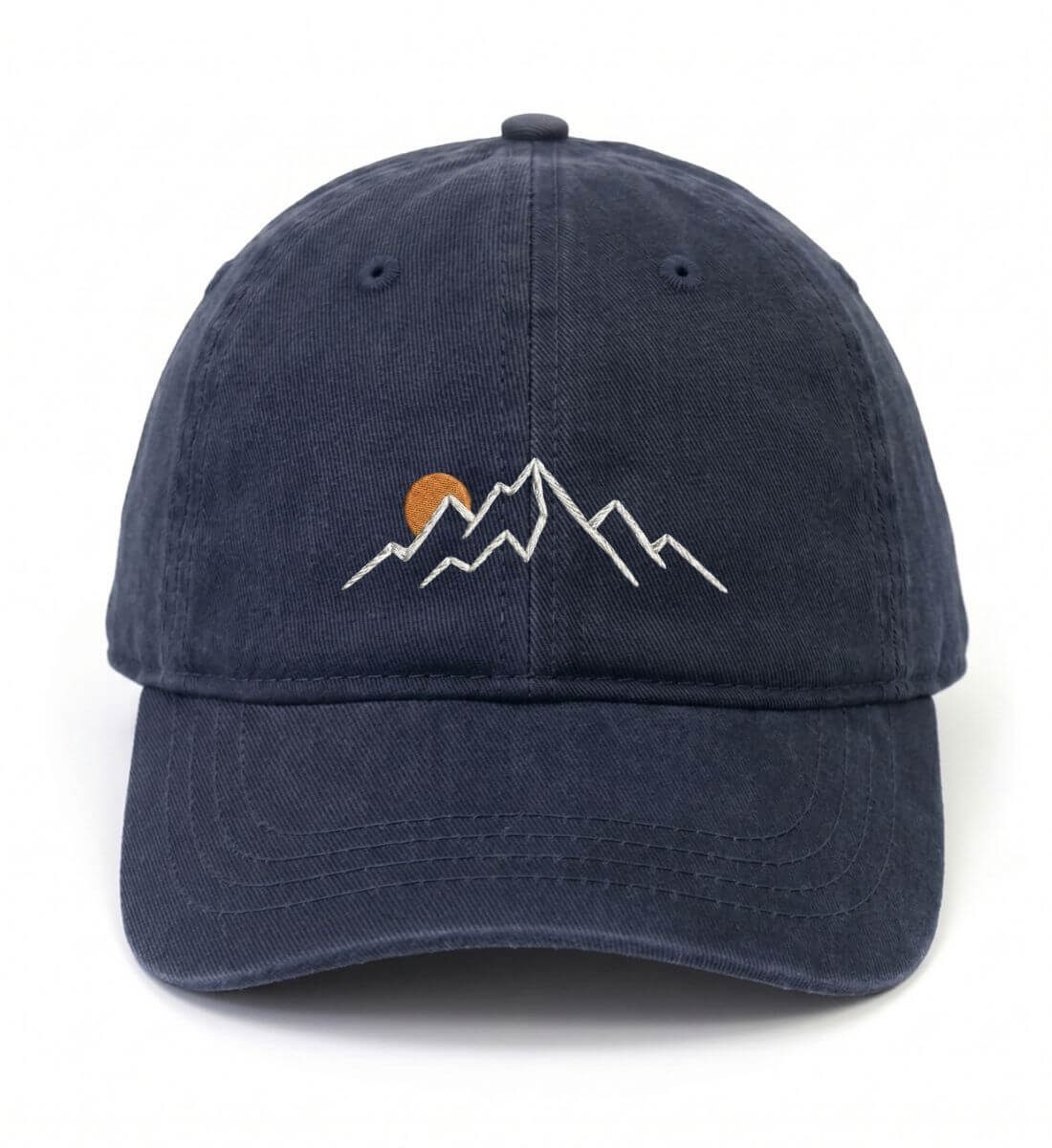 Berg Sonnenuntergang | Organic Herren Cap mit Stick in Navy von Rad&Rucksack