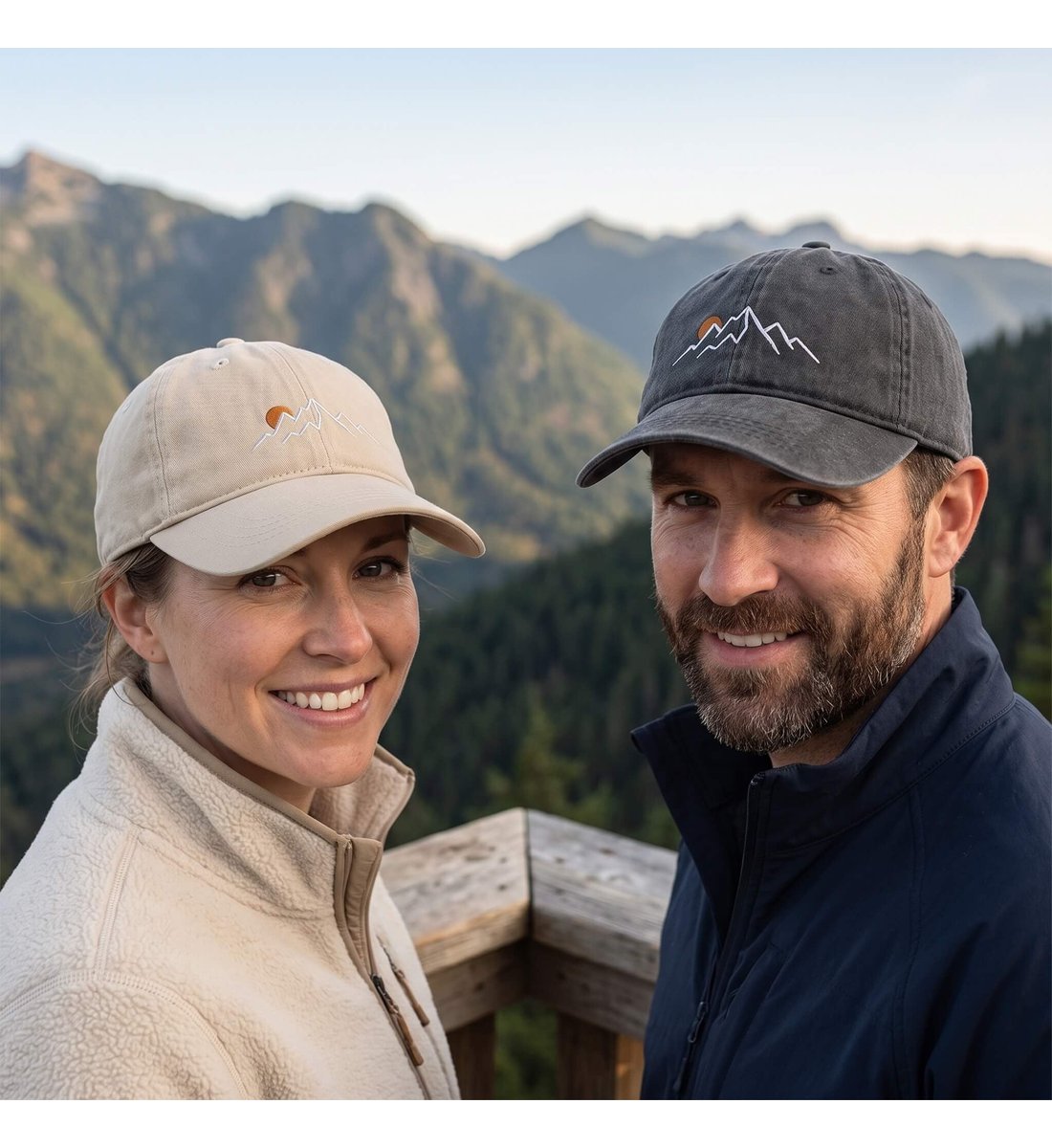 Berg Sonnenuntergang | Organic Herren Cap mit Stick von Rad&Rucksack - Ansicht 4