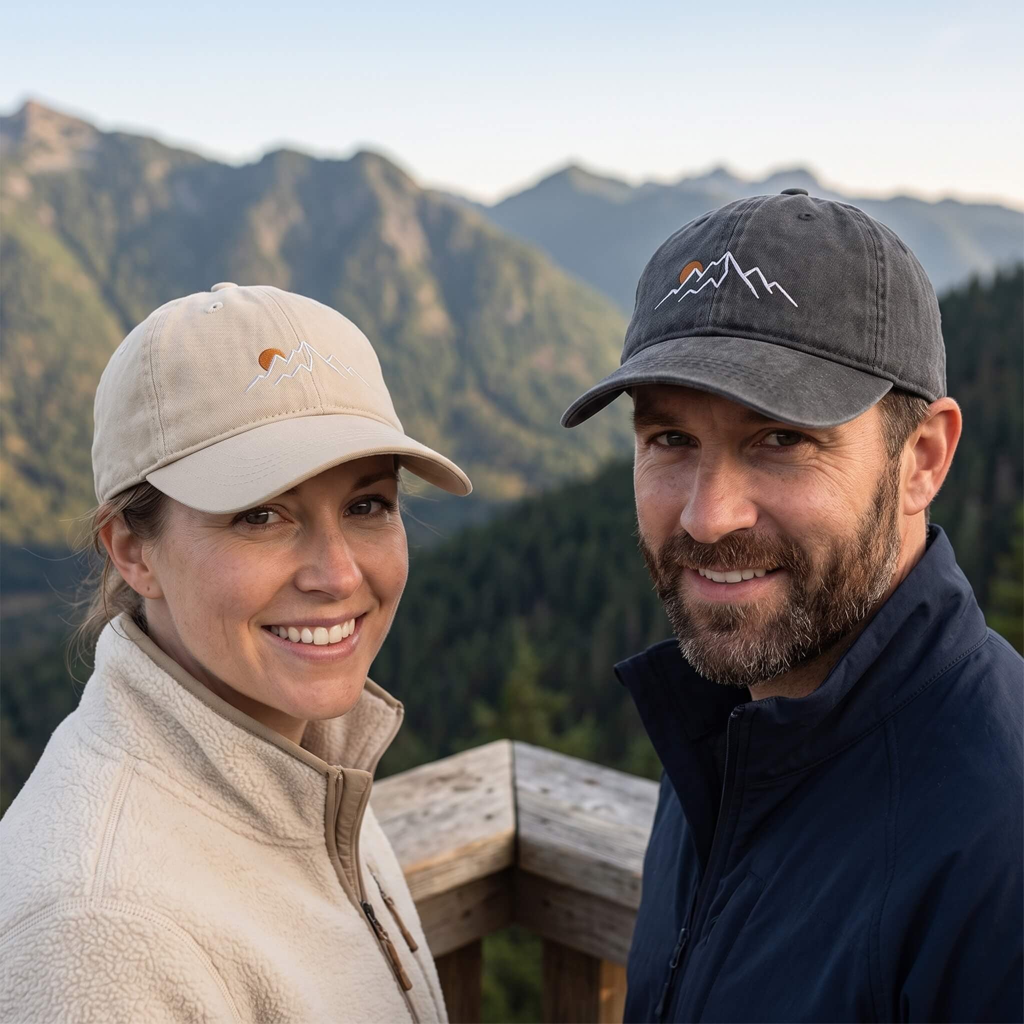 Berg Sonnenuntergang | Organic Herren Cap mit Stick von Rad&Rucksack - Ansicht 4