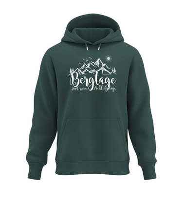 Berg-Tage Hoodie Tannengrün (Glazed Green) – Produktbild (350 g/m² Bio-Baumwolle) von Rad&Rucksack