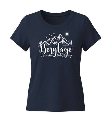 Berg-Tage T-Shirt Damen Dunkelblau (French Navy) – Produktbild (155 g/m² Bio-Baumwolle, tailliert) von Rad&Rucksack