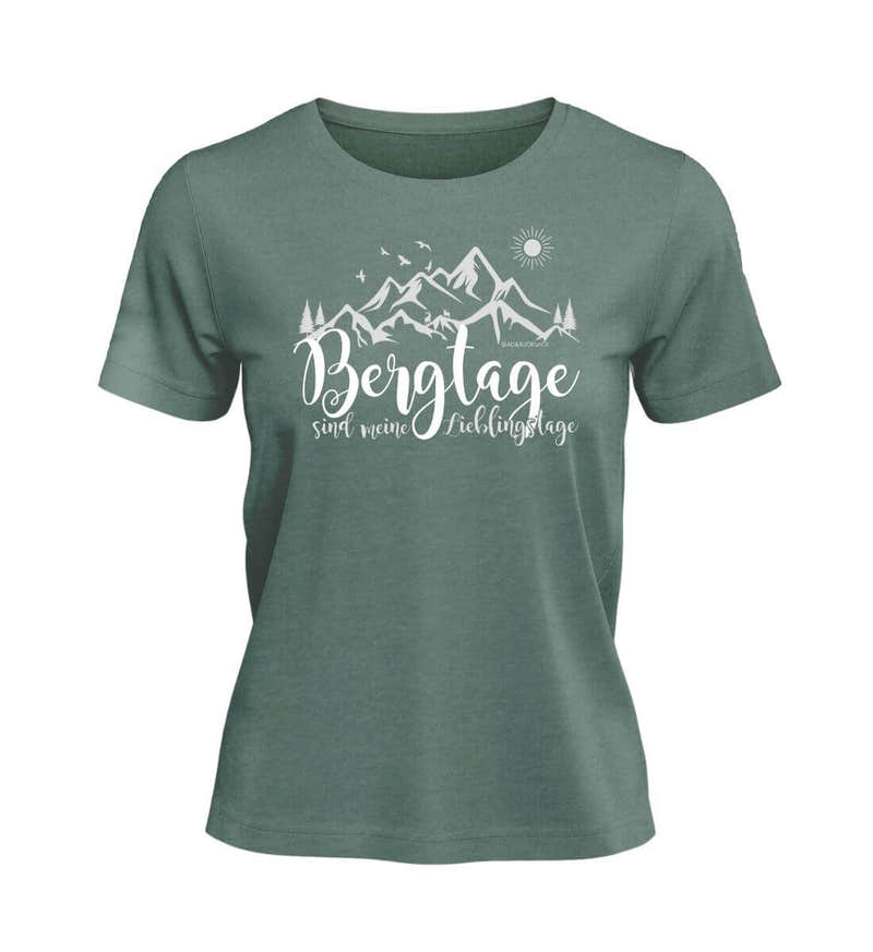 Berg T-Shirt „Berg-Tage“ in Meeresgrün (Green Bay) – Produktbild (100% Bio-Baumwolle) von Rad&Rucksack