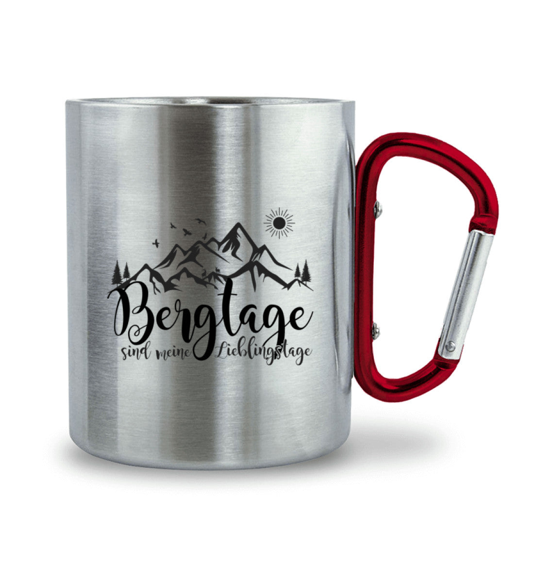 Berg-Tage | Edelstahltasse mit Karabinergriff in Roter Karabiner von Rad&Rucksack