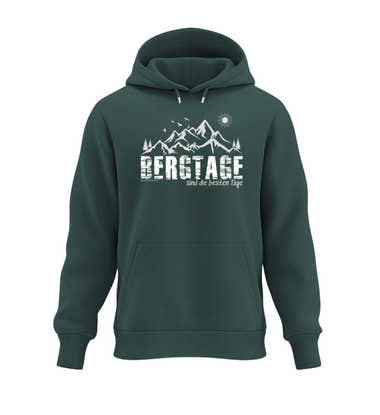 Berg Hoodie „Berg-Tage“ in Tannengrün (Glazed Green) – Produktbild (350 g/m² Bio-Baumwolle) von Rad&Rucksack