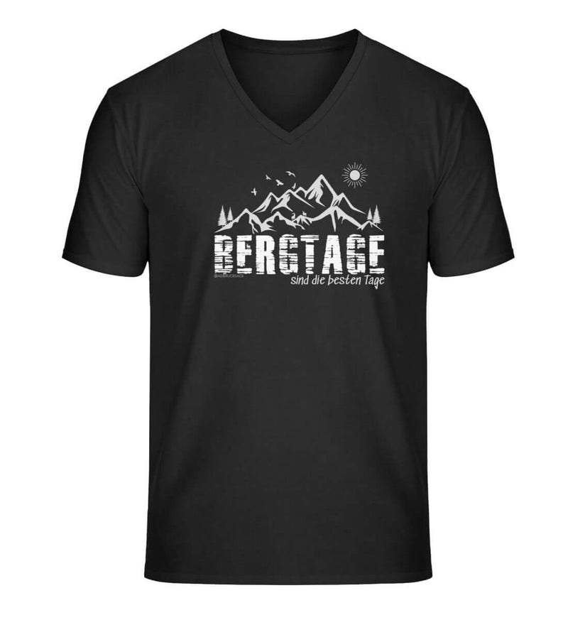 Berg-Tage V-Neck T-Shirt Herren in Schwarz – Produktbild (100% Bio-Baumwolle) von Rad&Rucksack