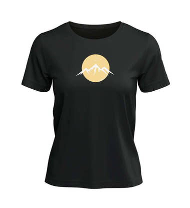 Berg Vogel T-Shirt Damen Schwarz (Black) – Produktbild (100% Bio-Baumwolle) von Rad&Rucksack