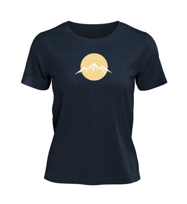 Outdoor T-Shirt Berg Vogel Damen in Dunkelblau (French Navy) – Produktbild (100% Bio-Baumwolle) von Rad&Rucksack