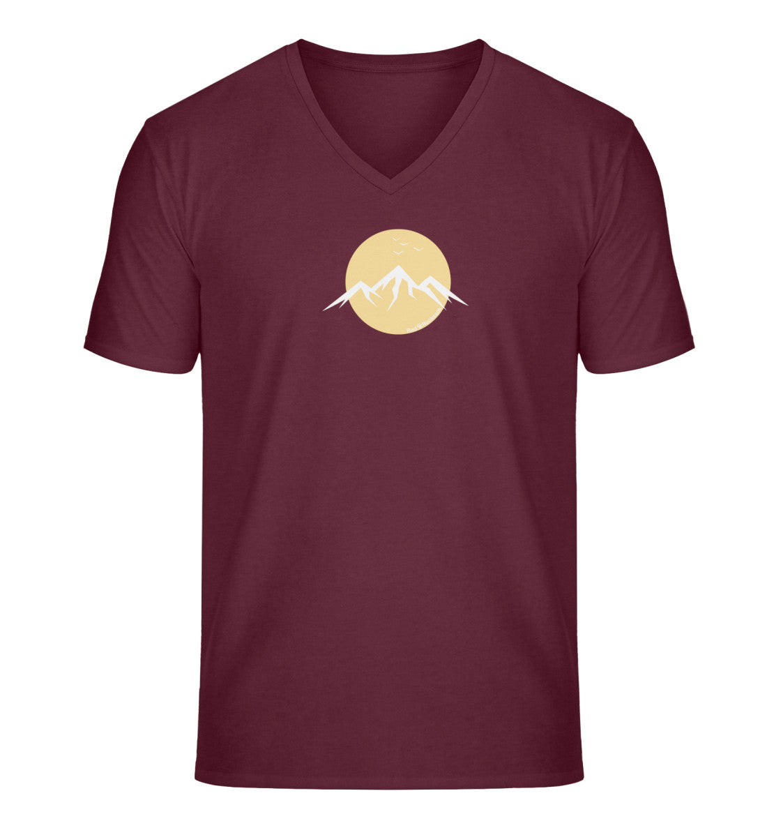 Berg Vogel | Herren V-Neck Premium Organic T-Shirt in Burgundy von Rad&Rucksack