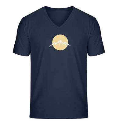 Outdoor V-Neck T-Shirt Berg Vogel Herren in Dunkelblau (French Navy) – Produktbild (100% Bio-Baumwolle) von Rad&Rucksack
