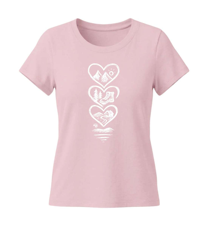 Berg Wandern T-Shirt Damen Tailliert in Zartrosa (Cotton Pink) – Produktbild (155 g/m² Bio-Baumwolle, tailliert) von Rad&Rucksack