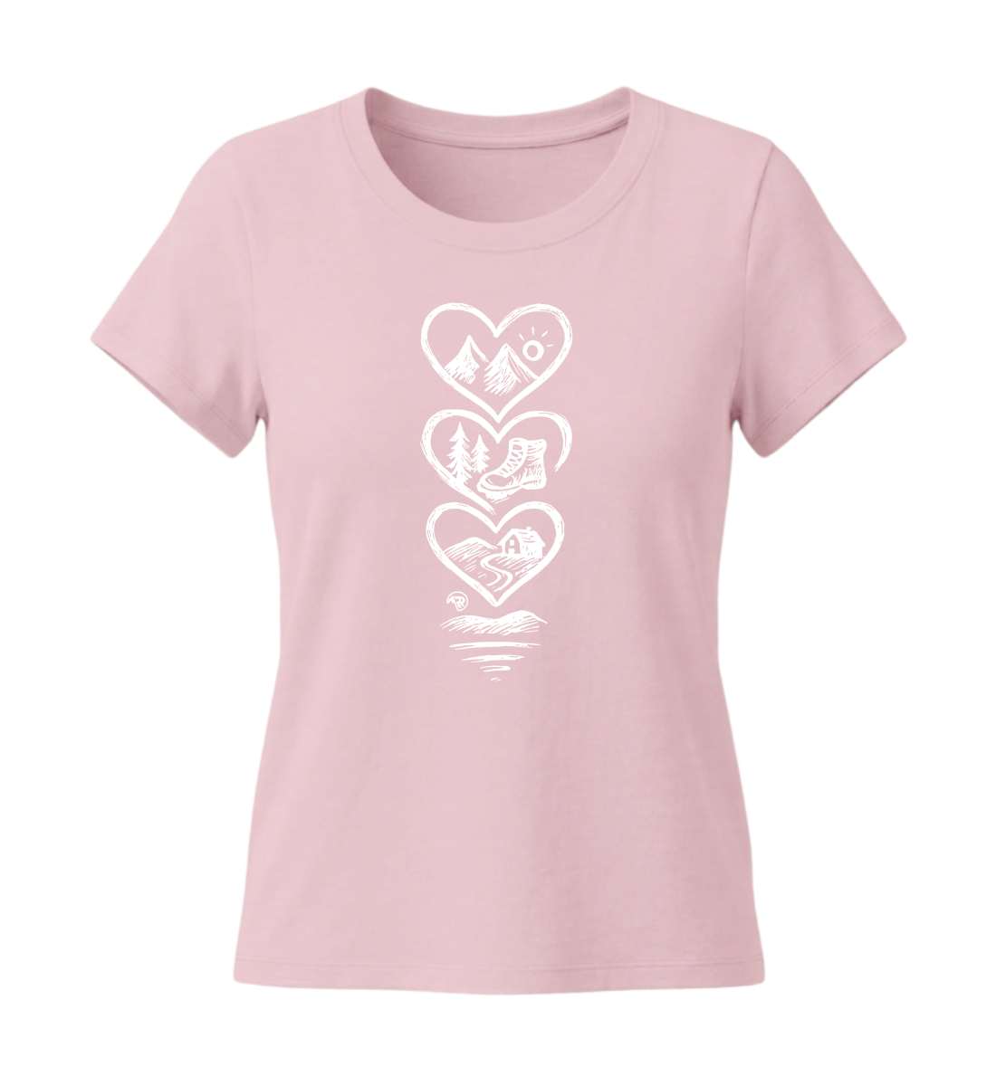 Berg Wandern | Damen Premium Organic T-Shirt (Fitted) in Cotton Pink von Rad&Rucksack