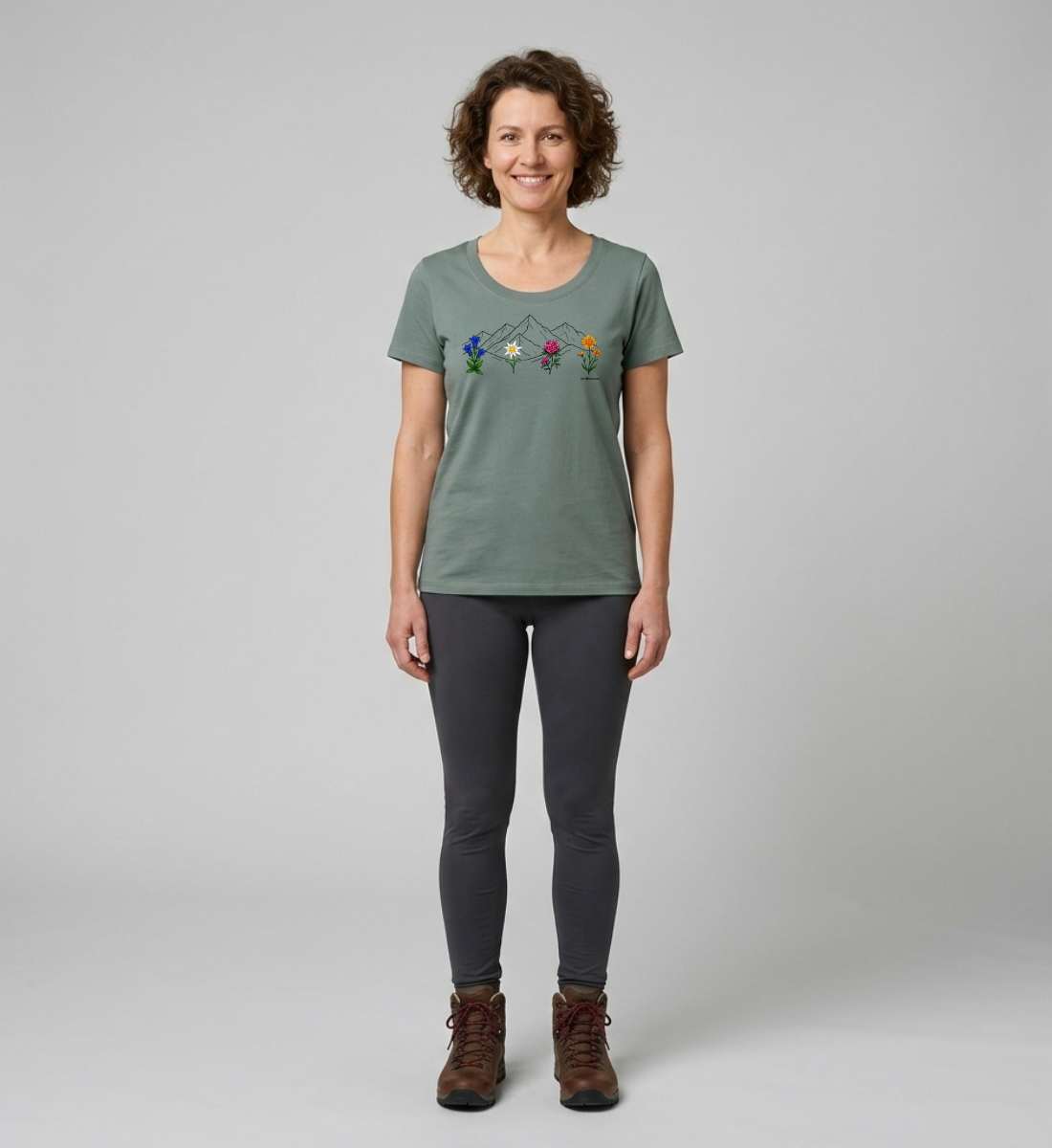 Berge Blumen | Damen Premium Organic T-Shirt (Fitted) von Rad&Rucksack - Detailansicht