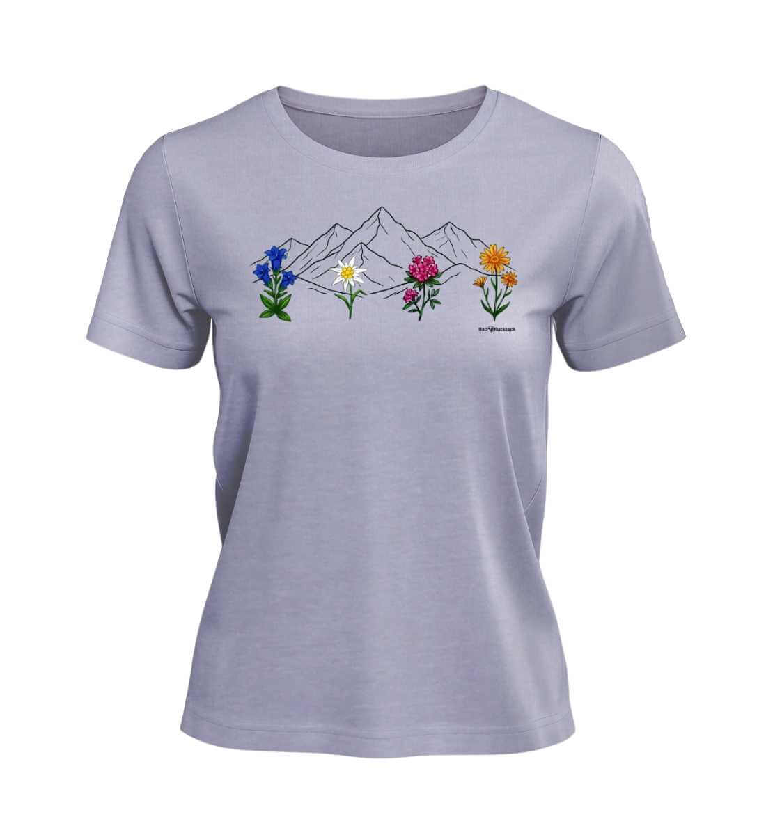 Berge Blumen | Damen Premium Organic T-Shirt in Lavender von Rad&Rucksack