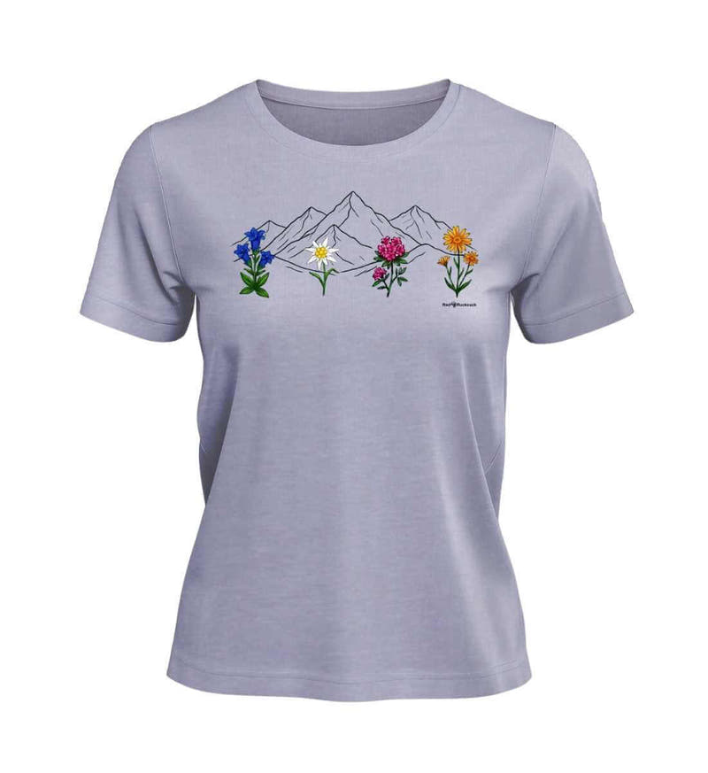 Berge Blumen | Damen Premium Organic T-Shirt in Lavender von Rad&Rucksack