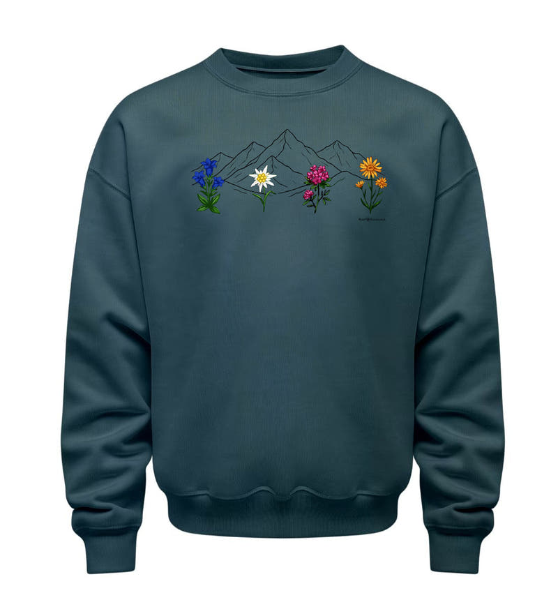 Berge Blumen | Unisex Organic Pullover in Stargazer von Rad&Rucksack