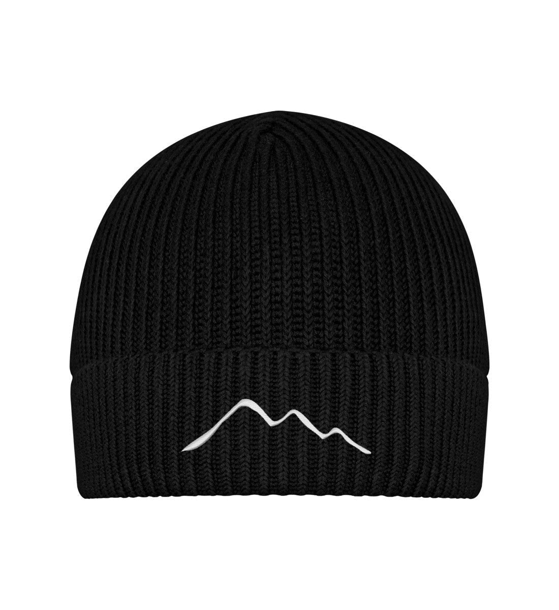 Berge Stick | Organic Wollmütze mit Stick in Black von Rad&Rucksack