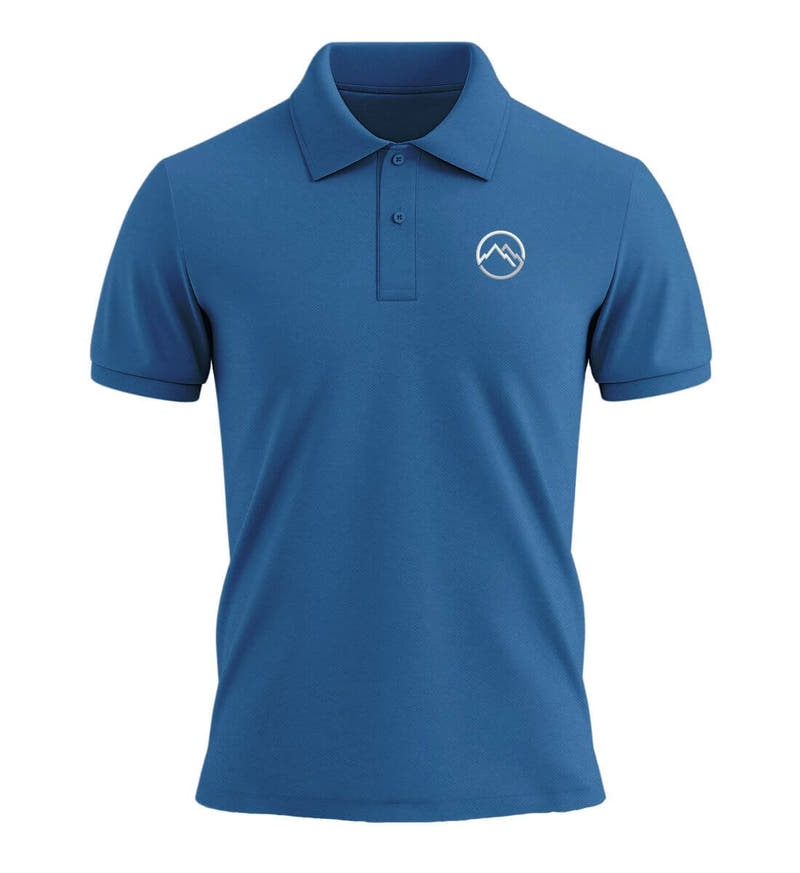 Berge Stick | Unisex Premium Organic Poloshirt in Royal Blue von Rad&Rucksack