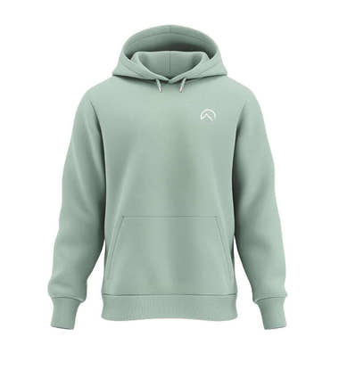 Berge Kapuzenpullover in Salbeigrün (Aloe) – Produktbild (350 g/m² Bio-Baumwolle) von Rad&Rucksack