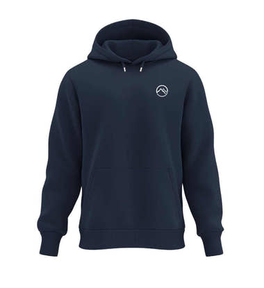 Berge Bio Hoodie in Dunkelblau (French Navy) – Produktbild (350 g/m² Bio-Baumwolle) von Rad&Rucksack