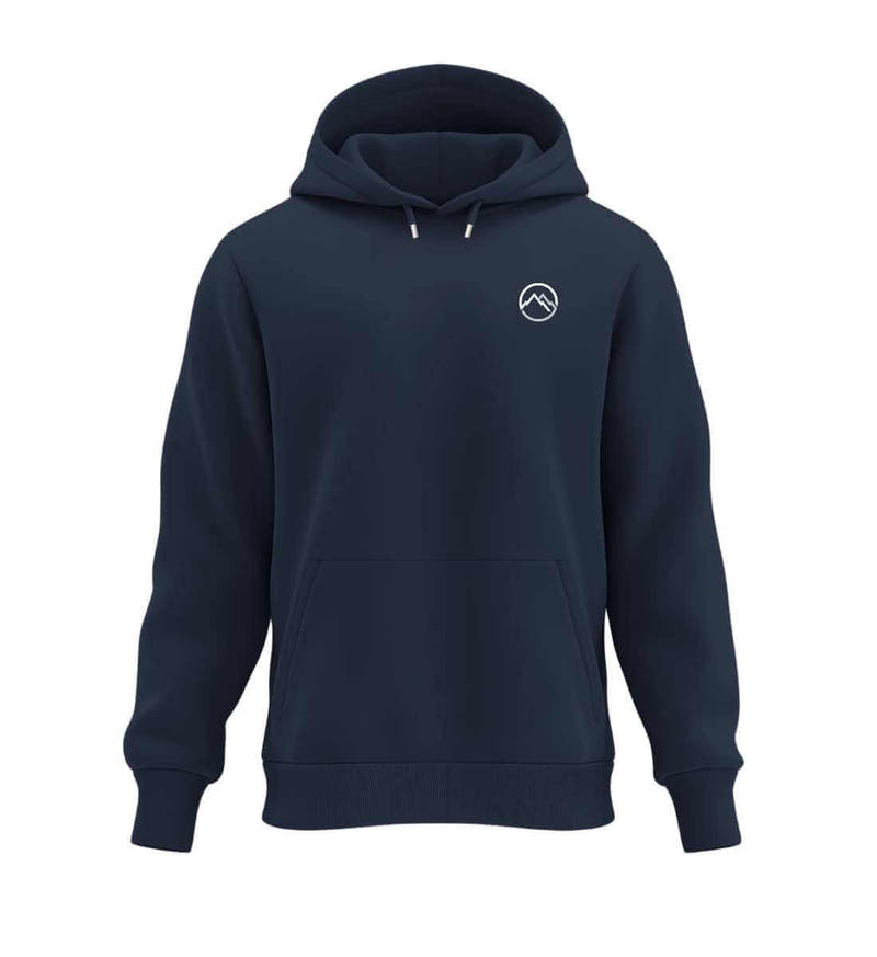 Berge | Unisex Organic Hoodie in French Navy von Rad&Rucksack