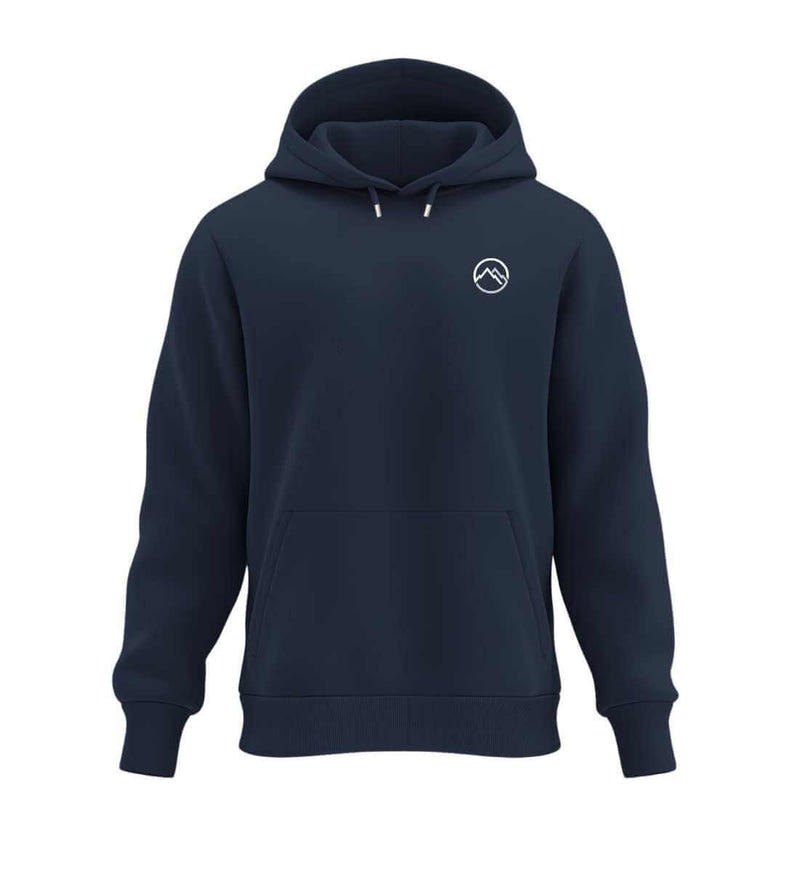 Berge Bio Hoodie in Dunkelblau (French Navy) – Produktbild (350 g/m² Bio-Baumwolle) von Rad&Rucksack